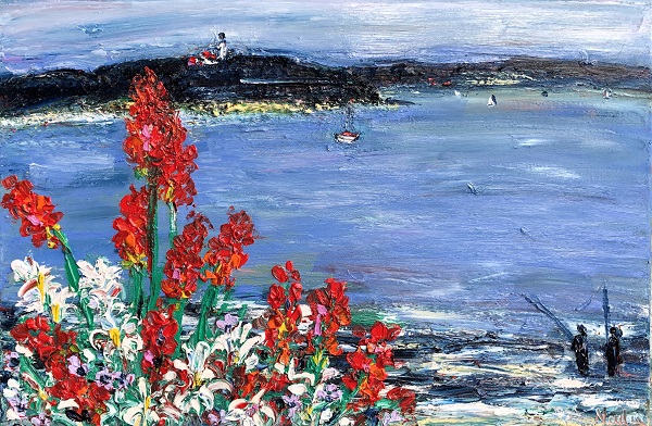Red Pokers Over Palm Beach 76cm x 50cm